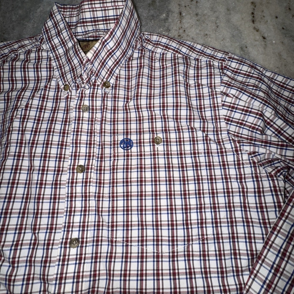 Wrangler Boys Youth XL Long Sleeve Button Down Shirt Check Plaid Western Rodeo